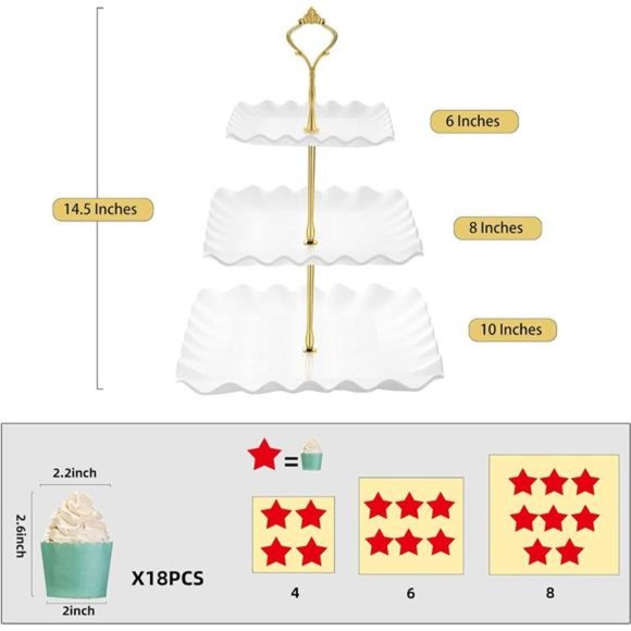 Dessert Cupcake Stand, 3 Tier Cup Cake Holder Tower for Tea Party/Birthday - Picture 2 of 7